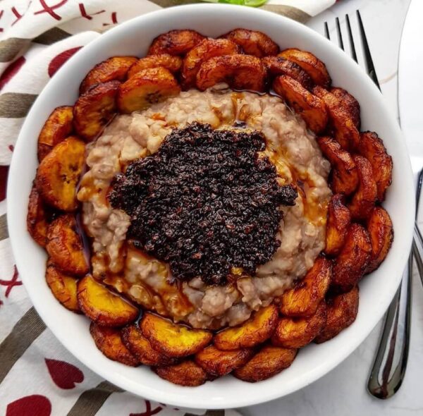 Ewa agoyin and plaintain