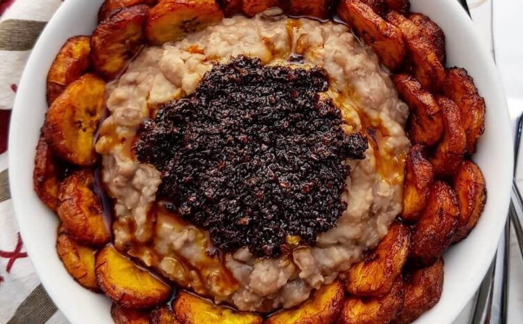 Ewa agoyin and plaintain